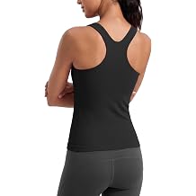 ATTRACO Ribflex Women's Workout Tank Tops with Built in Bra Racerback