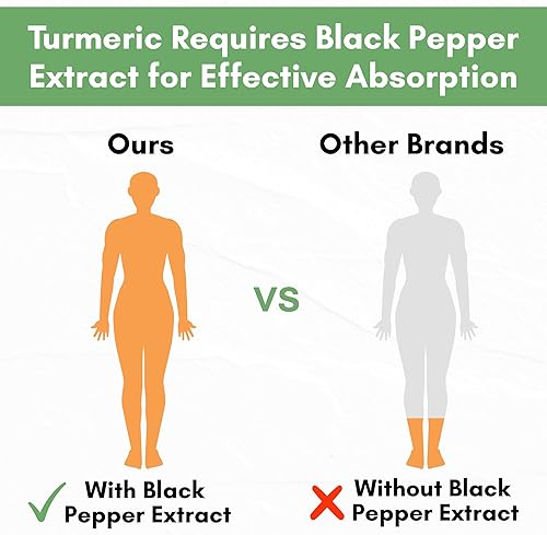 Vista 8 de Turmeric Curcumin Extract 1500mg – Full Dose of 95% Curcuminoids with Black Pepper Ginger & Cinnamon – High Absorption Turmeric Supplement – Non-GMO