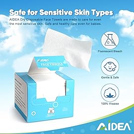 AIDEA Face Towels Disposable-50Ct, Facial Cleansing Wipes for Sensitive Skin, Facial Towelettes for Makeup Removing, Nursing, Travel, Dry Wipes Face Cloths
