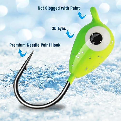 Miniatura 3 de Dovesun Kit de plantillas de pesca en hielo, señuelos de pesca en hielo que brillan en la oscuridad, juego de plantillas de cebos suaves, anzuelos