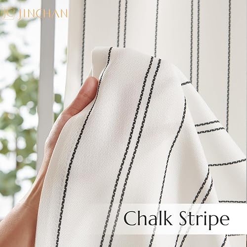 Miniatura 5 de jinchan Cortinas a rayas blancas y negras de 84 pulgadas de largo para sala de estar, dormitorio, cortinas de rayas negras sobre blancas, cortinas