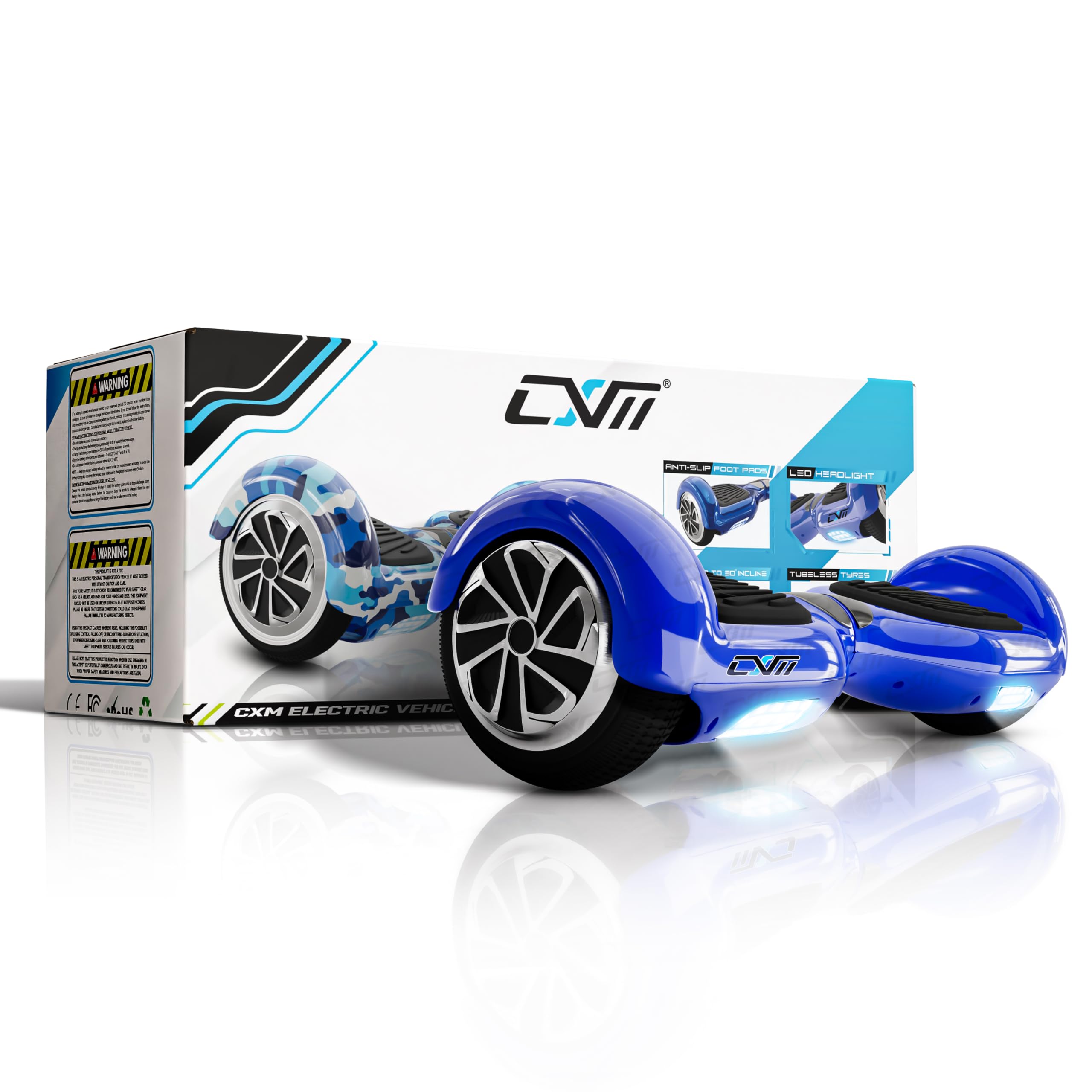 CXM-R2-U-UL 2272 Certified Hoverboard Self Balancing Electric Scooter 6.5" for Adult and Kids with LED Light and App (Blue) - "by GSC ELECTRONICS"