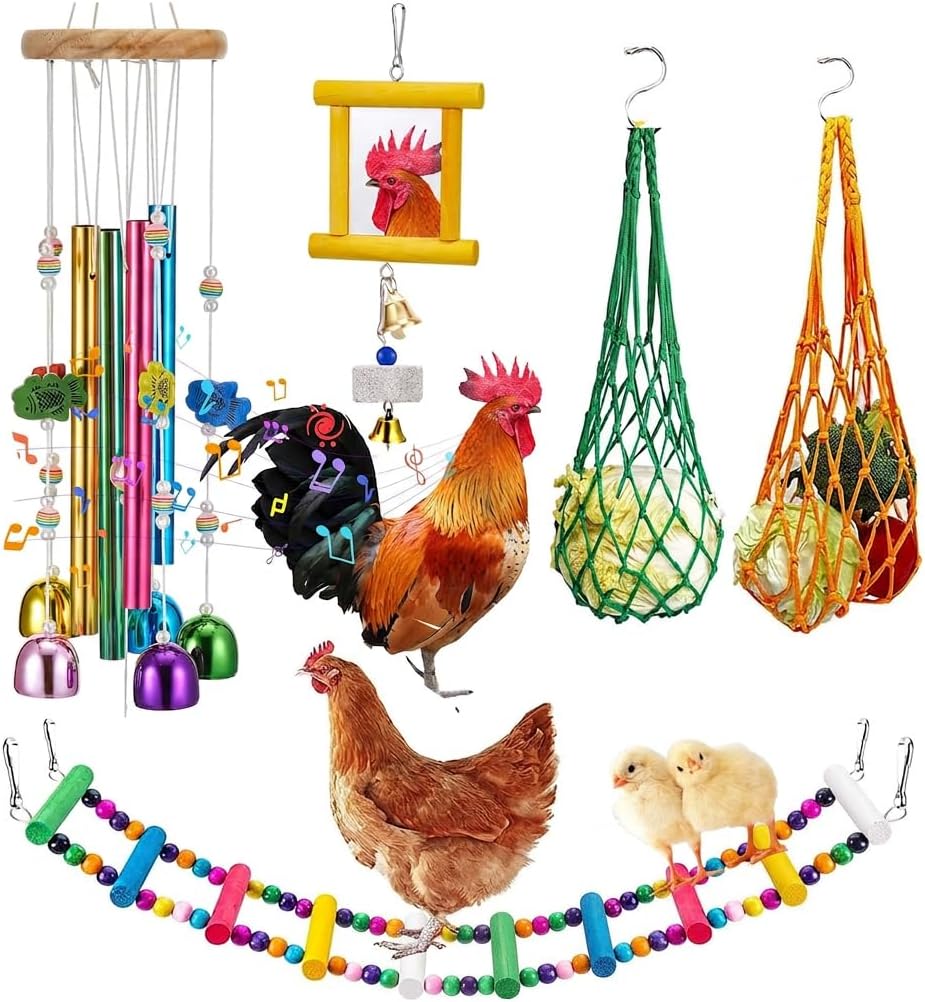 5 PCS Chicken Toys for Coop Enrichment Toys Swing Ladder Set for Chicks