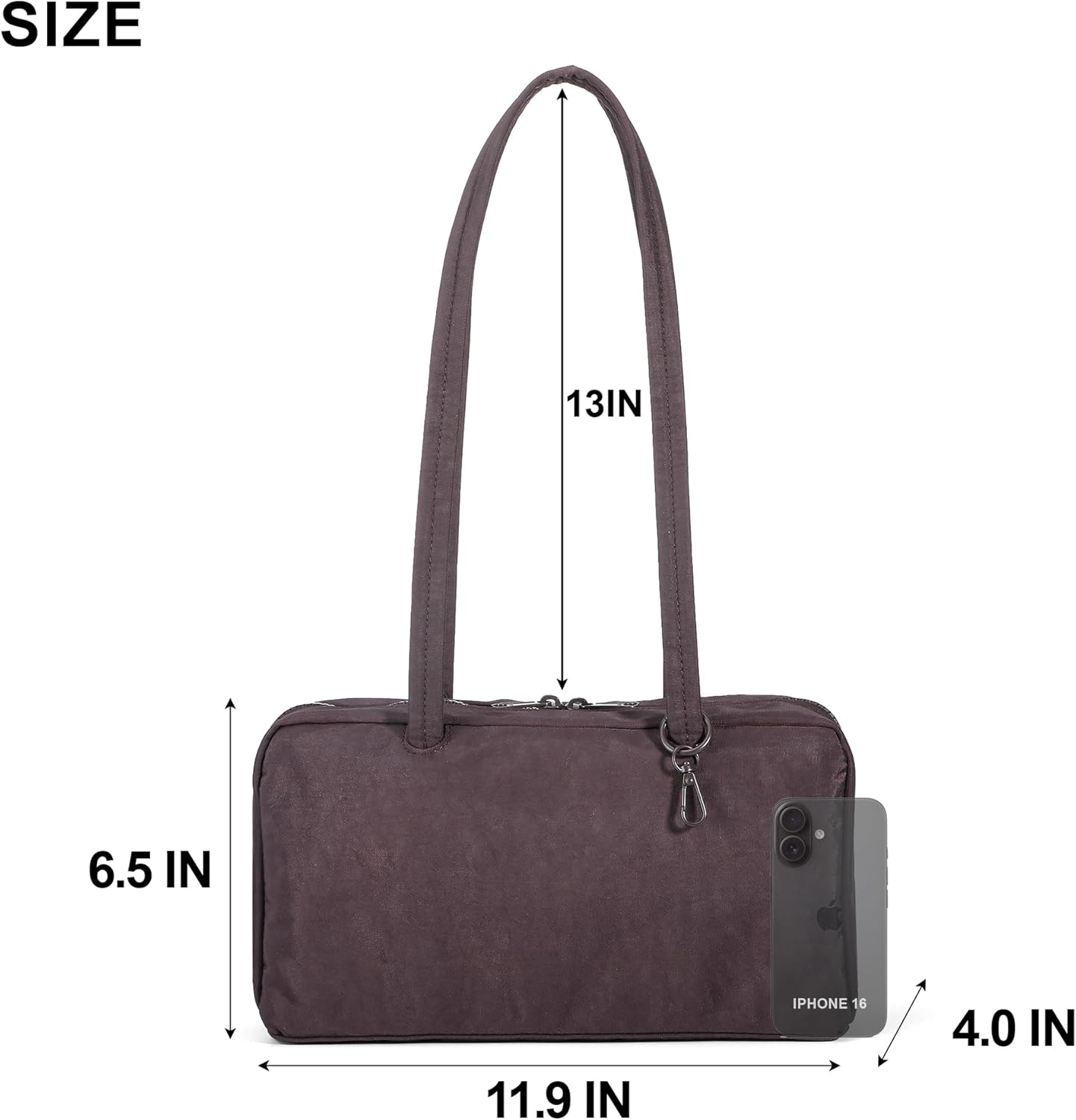 FASTFAIRY Slouchy Lightweight Bowler Bag: East-West Design With Charm Loop - Everyday Use Outings