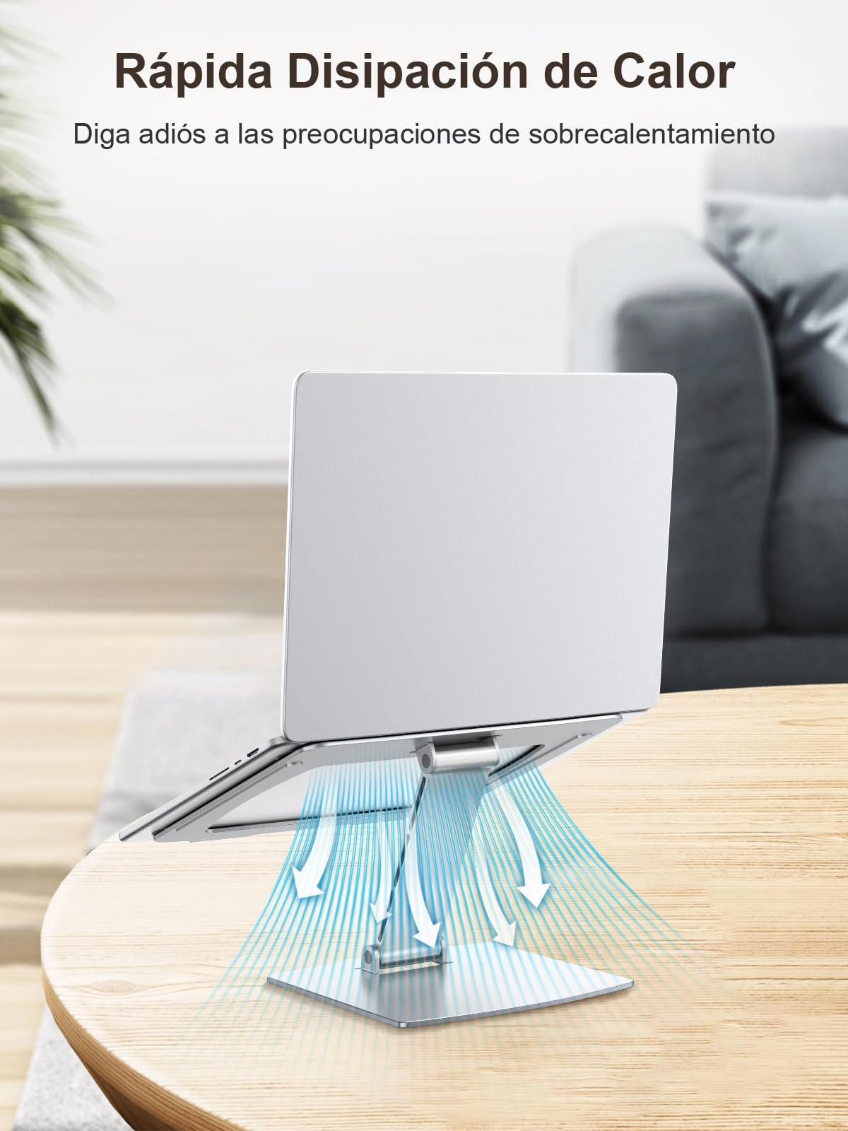CIRYCASE Soporte Portatil Mesa, Aluminio Laptop Stand de Ajustable, Enfriamiento Rápido Ventilado & Ergonómico, Soporte Ordenador Portátil Plegable Compatible con MacBook Air Pro/Tablets (10-16")