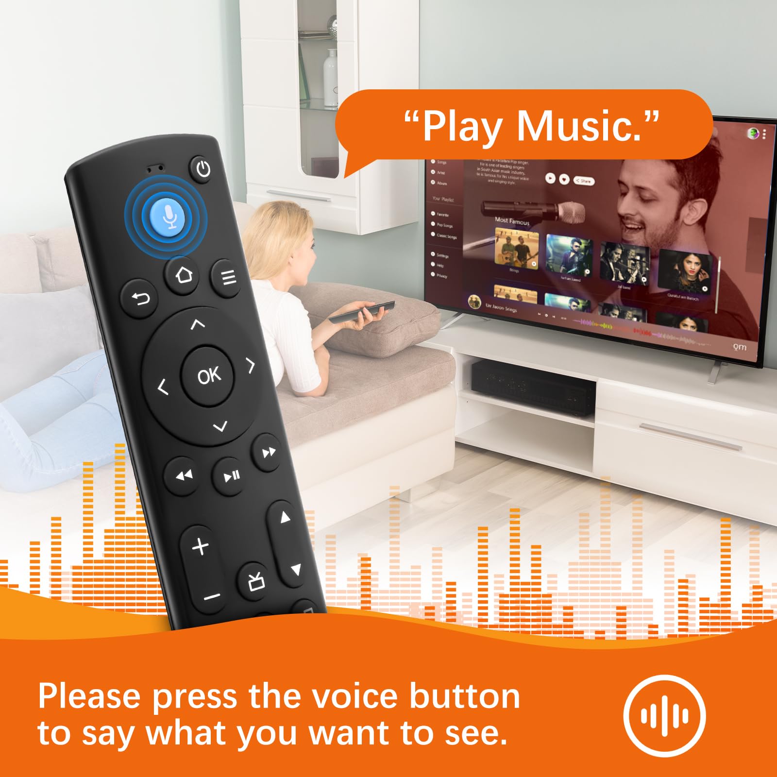 Telecomando vocale (2 Gen) per Smart TV Stick (2nd Gen & 3rd Gen), TV Stick Lite, 4K, 4K Max, HD,Smart TV Cube (2nd Gen & 3rd Gen) (BF033)