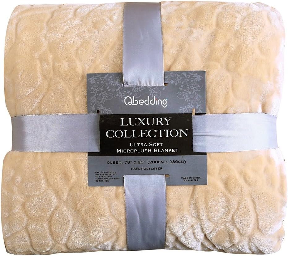 Qbedding 380 GSM Anti-Static Microplush Twin (59-Inch-by-78-Inch) Fleece Blanket, Cobbled-Golden