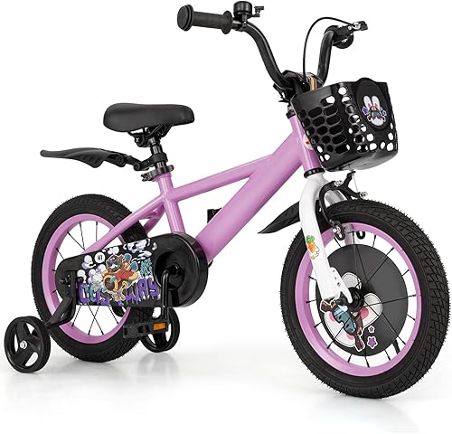 Miniatura 23 de BABY JOY Rabbit Pilot - Bicicleta deportiva para niños, 12, 14, 16, 18 pulgadas, bicicleta infantil para 3-8 años con altura ajustable, ruedas de