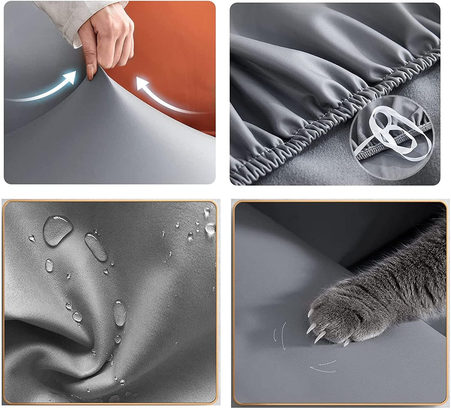Stretch PU Leather L Shape Sofa Covers - Anti-Slip Slipcovers for Sectional Couch, Furniture Cover for 1 2 3 4 seat Cushion