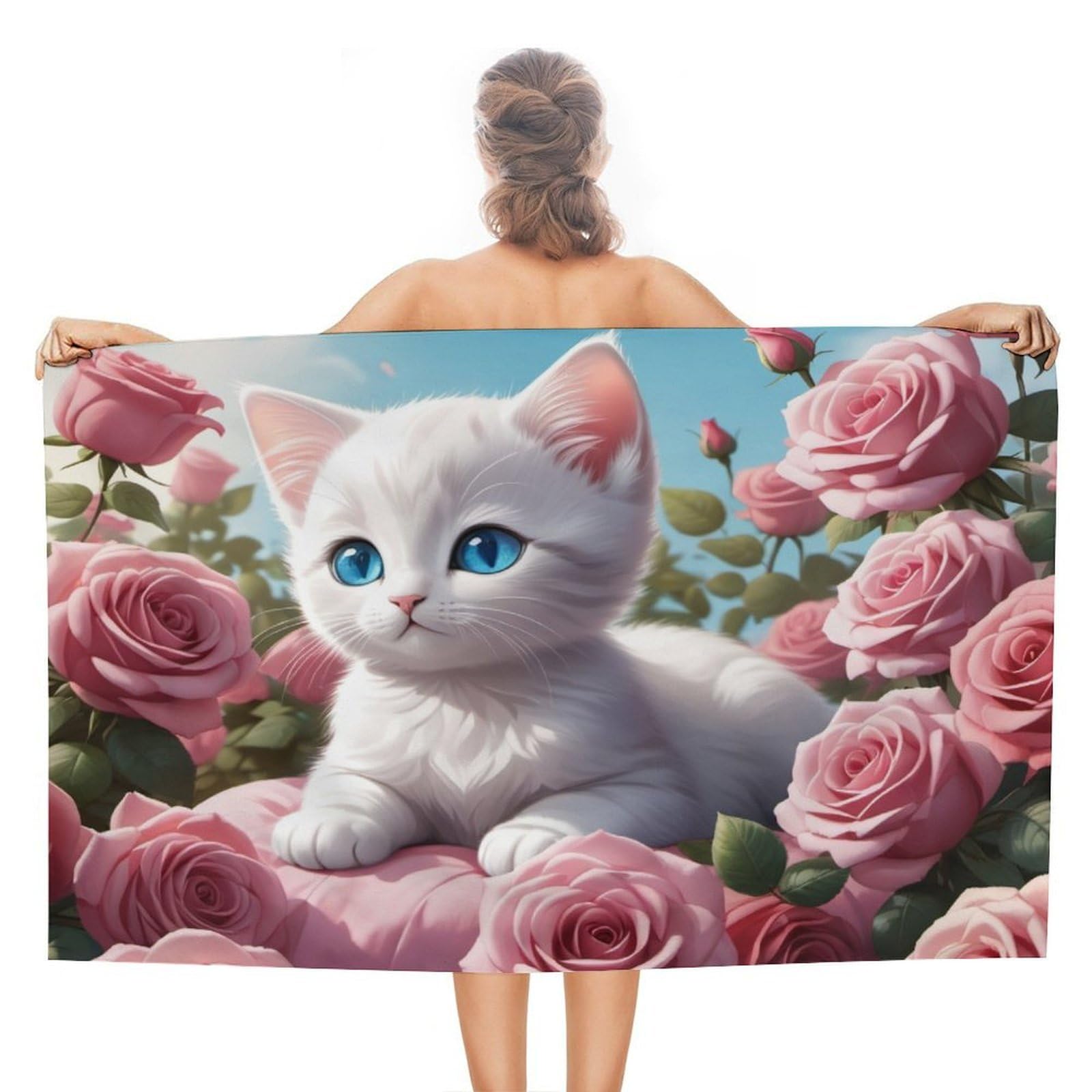 Serviette de plage Floral Fantasy Kitten drap de sport haut de gamme
