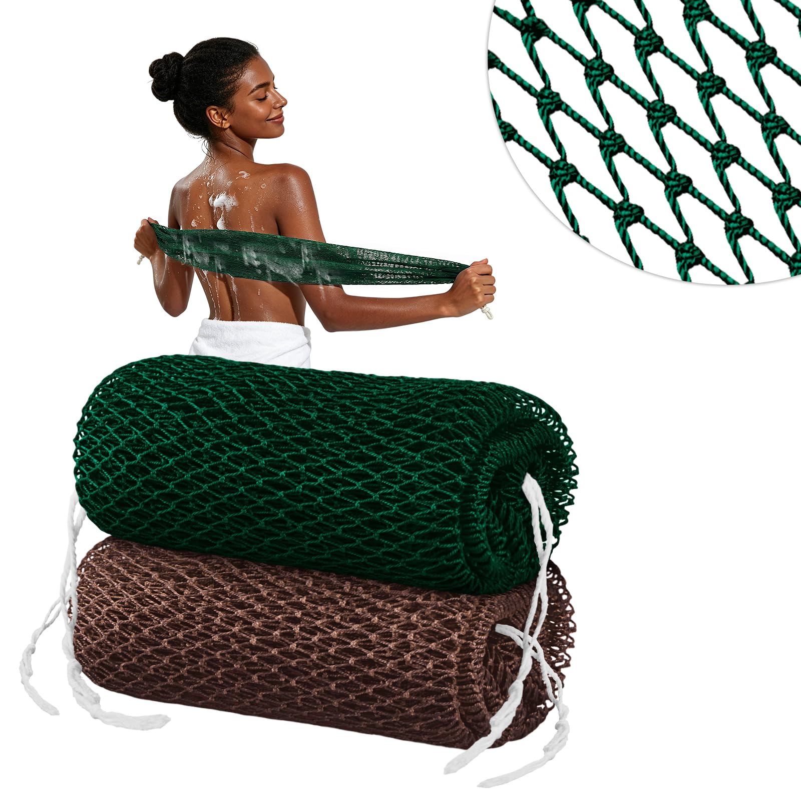 Cleangor 2Pcs African Net Sponge Authentic with Knots - Exfoliating Body