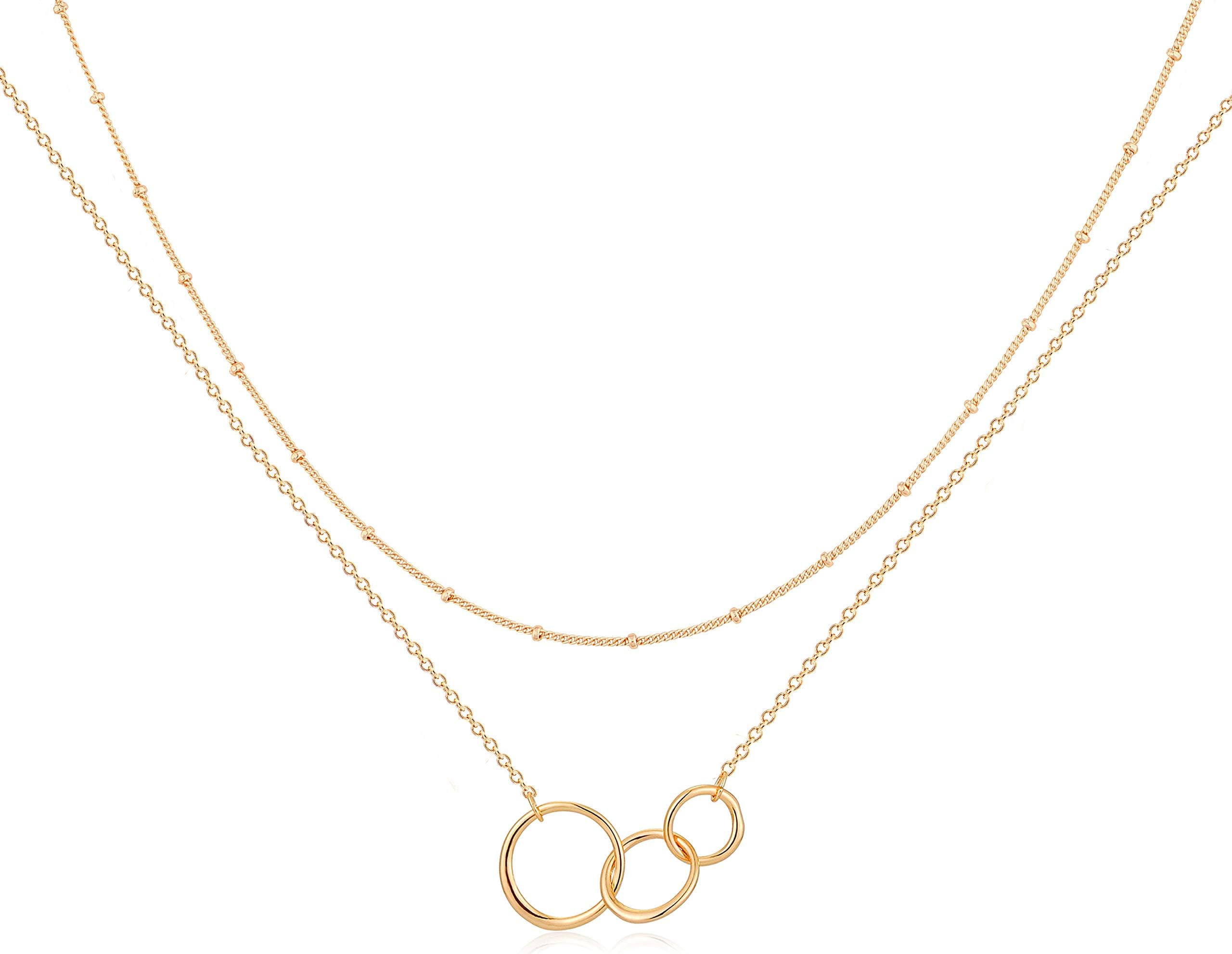 MEVECCO Layered Heart Necklace Pendant Handmade 18k Gold Plated Dainty Gold Choker Arrow Bar Layering Long Necklace for Women