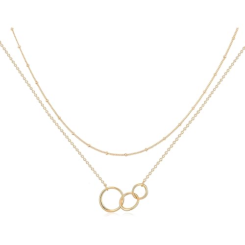 MEVECCO Layered Heart Necklace Pendant Handmade 18k Gold Plated Dainty Gold Choker Arrow Bar Layering Long Necklace for Women