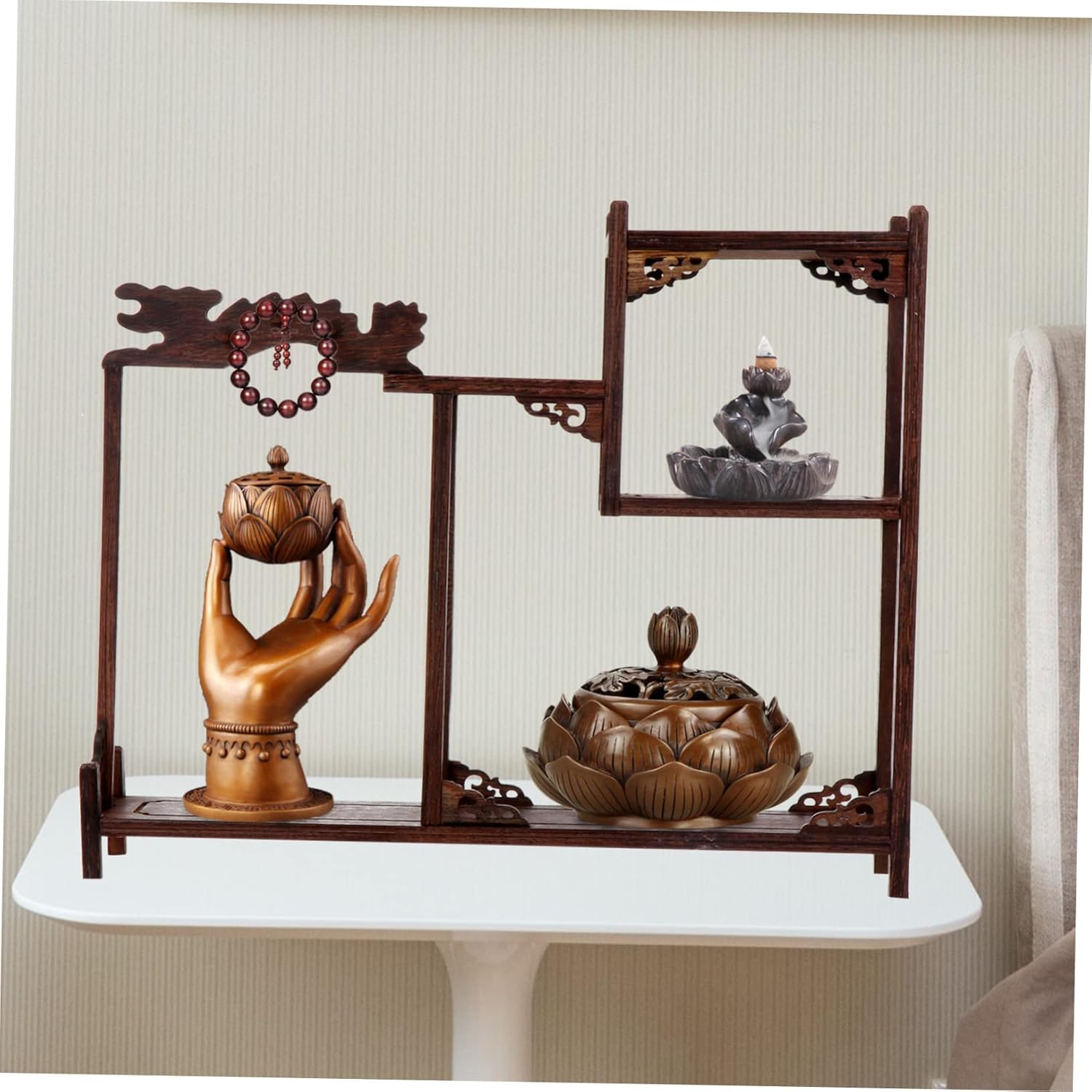 Desktop Ornament Wooden Craft Show Display Sturdy Curio Stand for Living Room