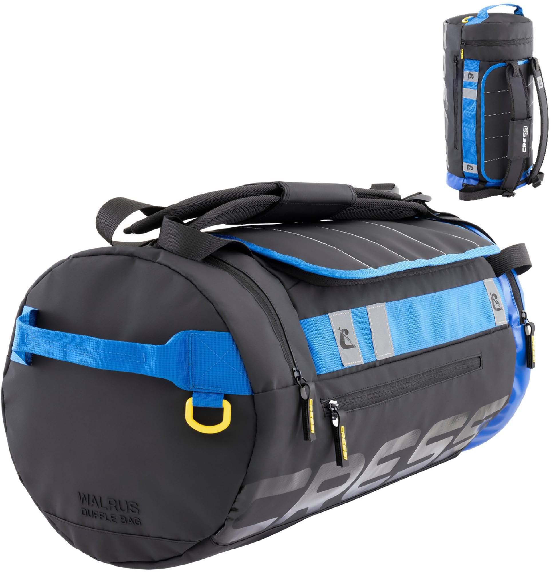 CRESSI since 1946 - Walrus Pool Duffle Backpack - Multifunctional Bag Convertible in Seconds from Backpack to Hand Bag, ideal for Water Activities, Black/Blue 35 L, Unisex