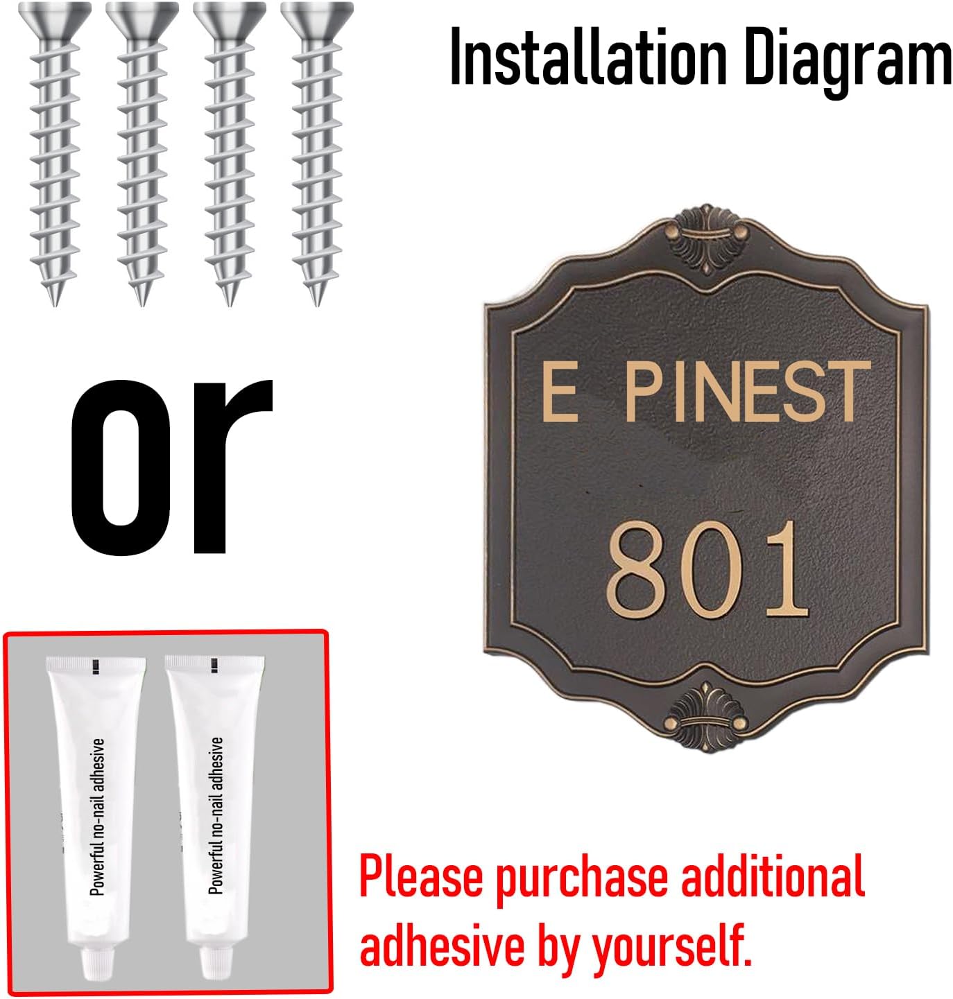 Persoanlized Vintage Address Plaque Acrylic Bronze Finish House Address Plaques Address Sign Mailbox Number Plaque For Home, Street, Door, Mailbox