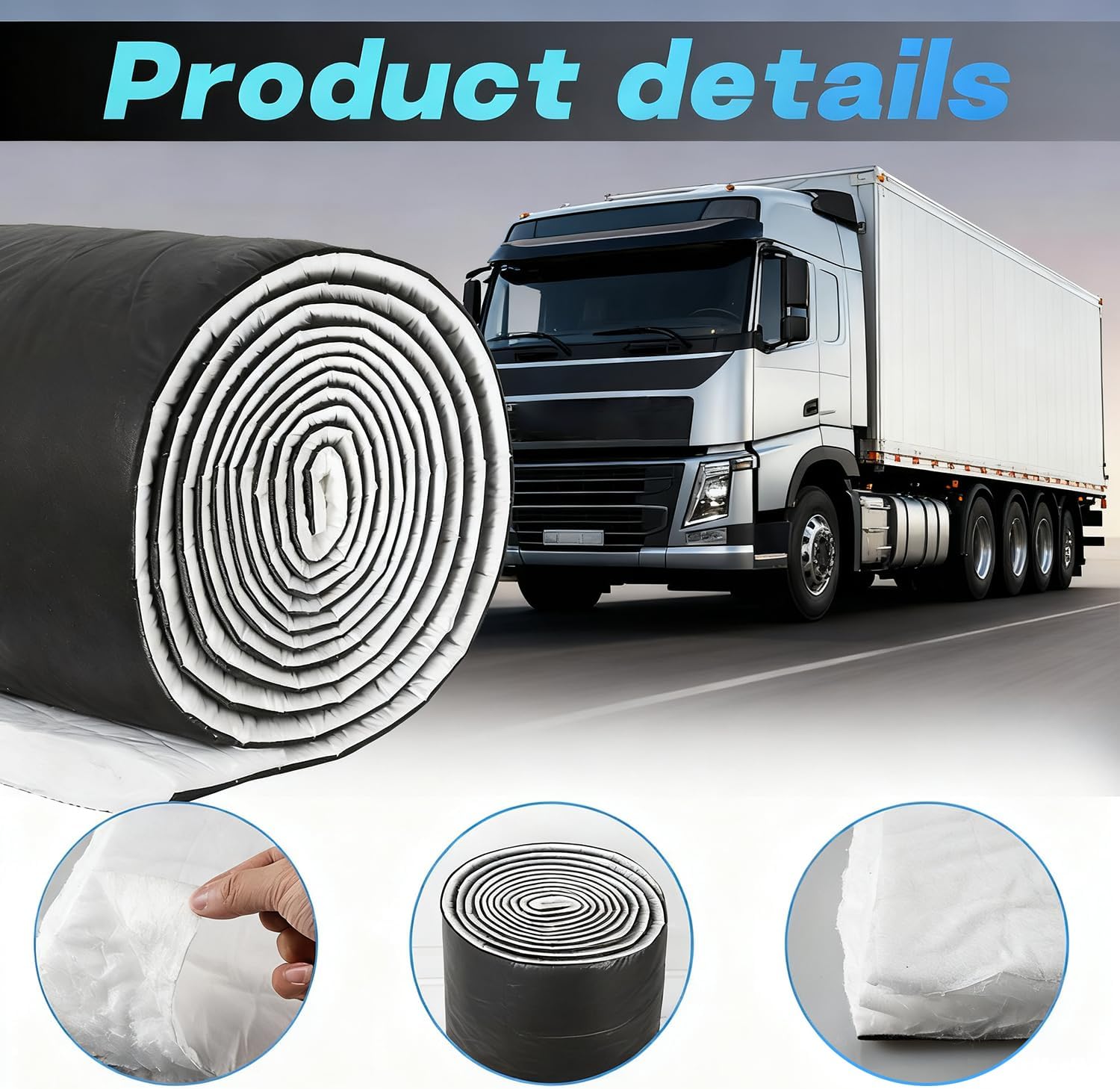 97 Sqft Van Insulation & RV Insulation,59" x 236" Sound Thermal Barrier for Vehicles (4.92 Feet x 19.69 Feet), 4cm Thick High-Loft Sound Deadening Fiber Mat, Professional Camper Insulation, Black