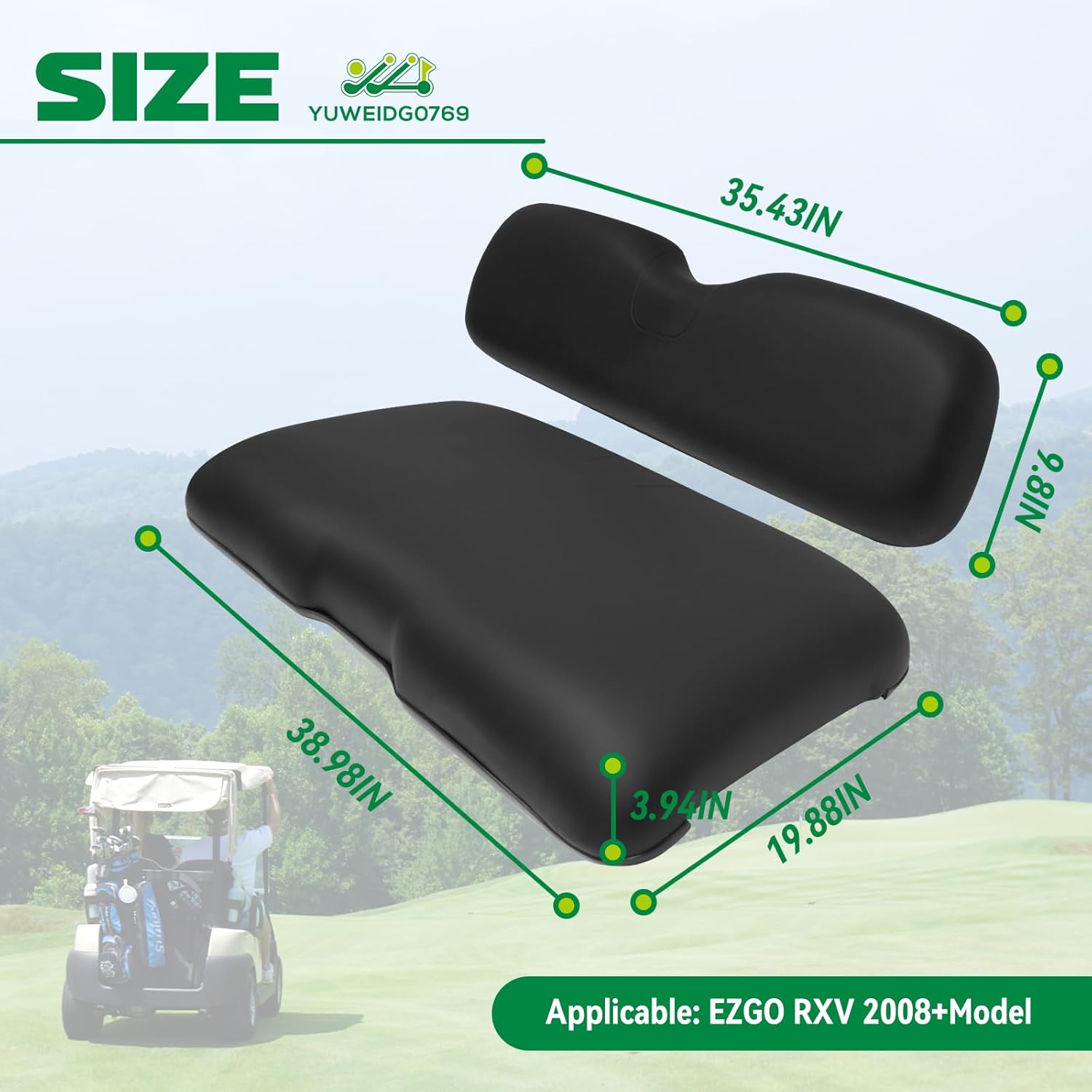 Golf Cart Replacement Seat Fit for EZGO TXT RXV Club Car Precedent DS Golf Cart, Factory Style Golf Cart Front Seat Cushions & Seat Back