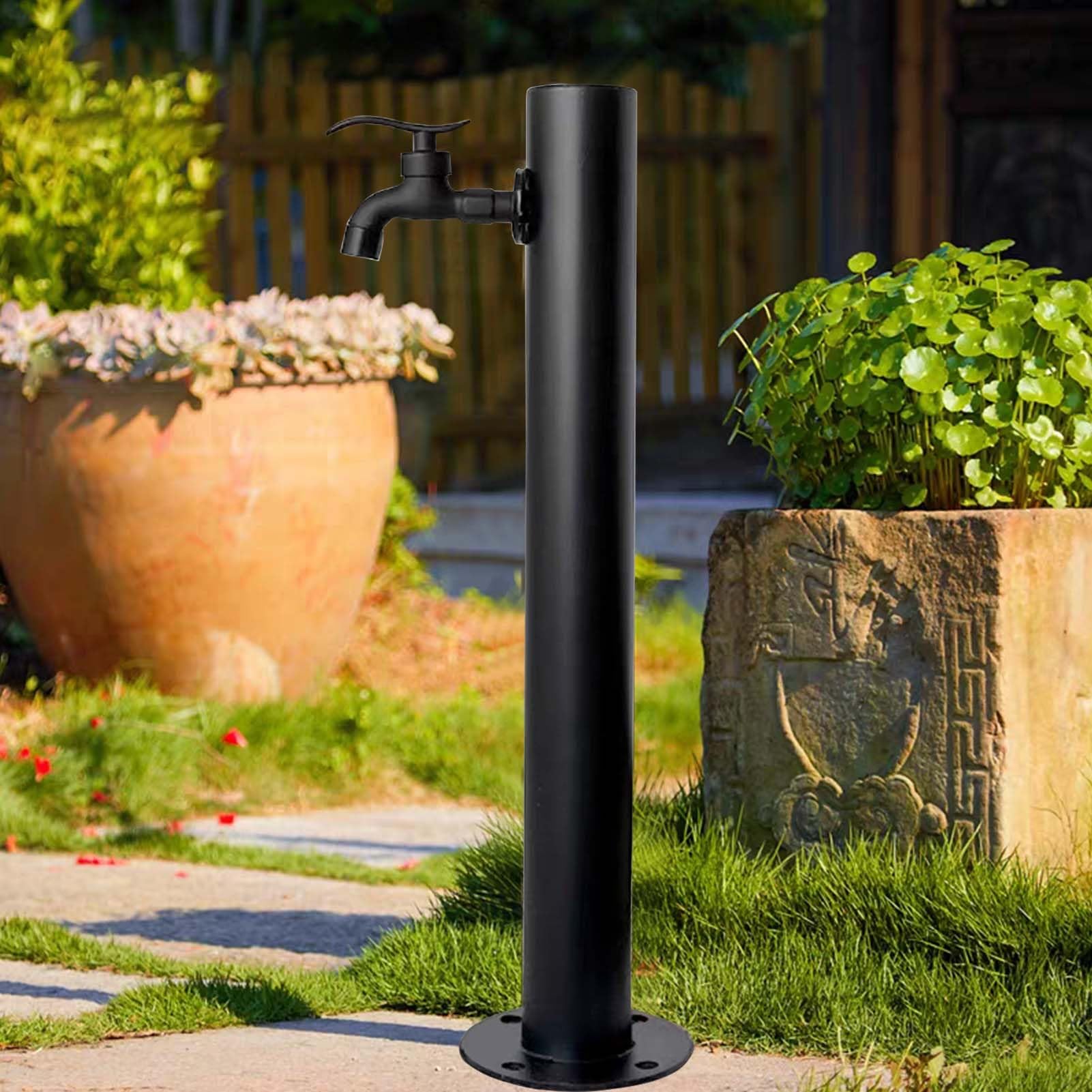 XDLEDMKIZ Vertical Water Column with Faucet, Cylindrical Garden Hydrant, Outdoor Courtyard Water Station for Irrigation and Washing, 37.4" T