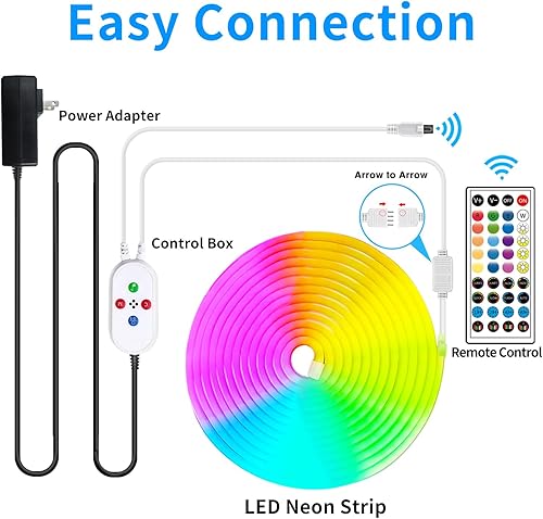 Miniatura 7 de Tira de luces LED de neón de 32.8 pies con control remoto de aplicación, IP65, impermeable, flexible, luces LED de neón de 24 V RGB para decoración