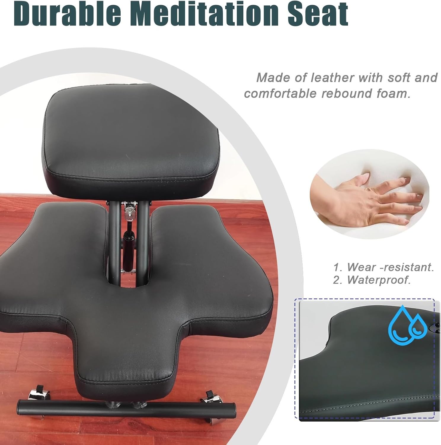 Kneeling Chair Meditation Stool Chair with 2 Cushions, Flexible Cross Leg Kneeling Chairs for Home Office, Orthopedic Correcting Stools with Adjustable Tilt Angle