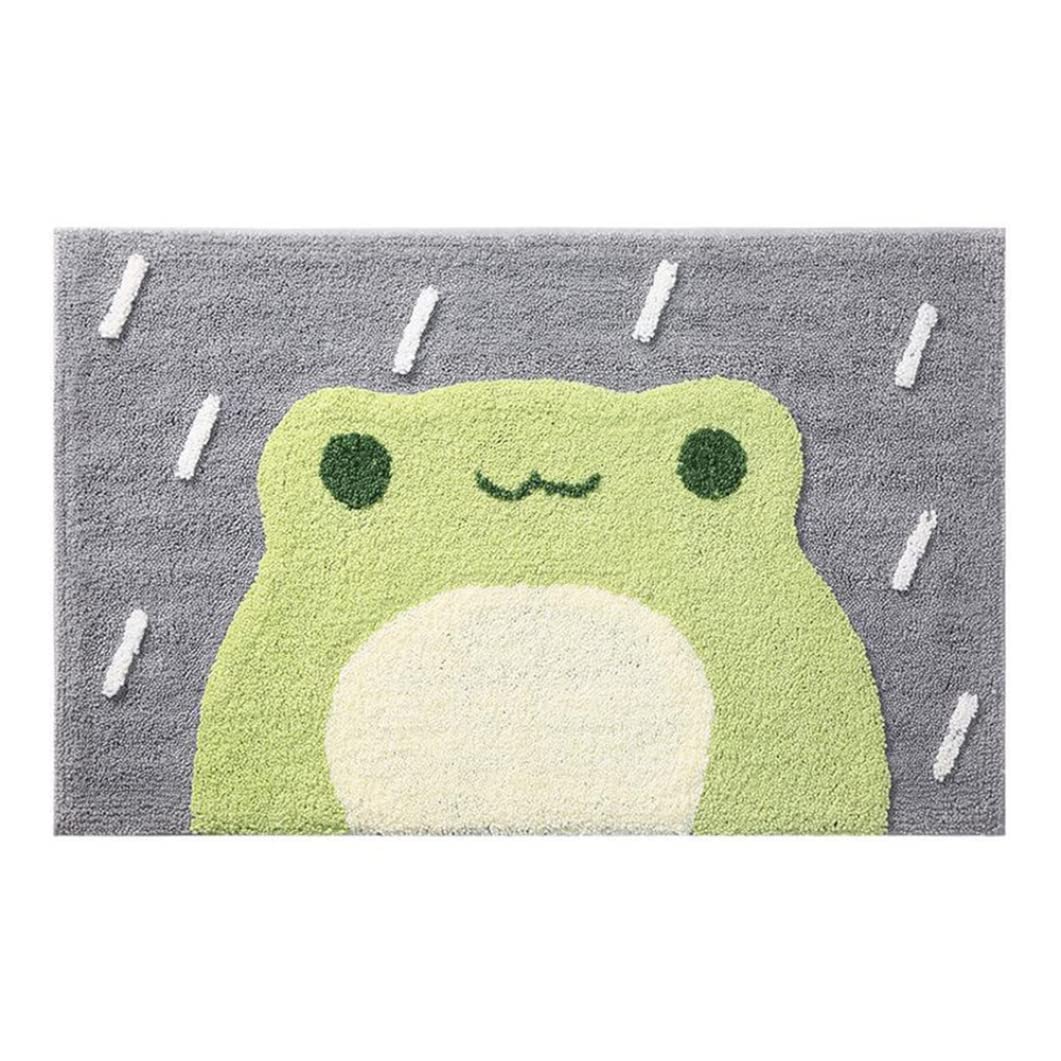 Nukinp Bath Mat Non-Slip Washroom Doormat Cartoon Frog Pattern Absorbent Floor Rug Carpet S