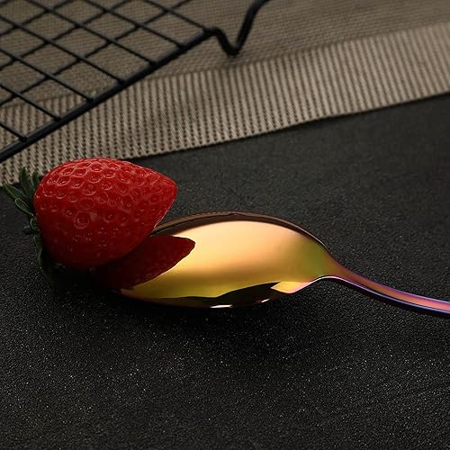 Miniatura 5 de Juego de cubiertos arcoíris de 20 piezas utensilios coloridos de acero inoxidable juego de vajilla para 4 incluye cuchillo tenedor cuchara