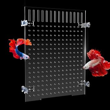 Acrylic Fish Tank Divider Aquarium Divider with 8 Suction Cups Transparent Fish Tank Separator Dividing Net Plate Isolation Board Flapper, 11.81 * 15.74in