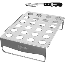 Cave Tools Jalapeno Corer Tool Grill Topper for Cooking Peppers, Chicken Legs & Wings or Chili - 24 Capacity Racks- BBQ Grill and Smoker Accessories, Dishwasher Safe
