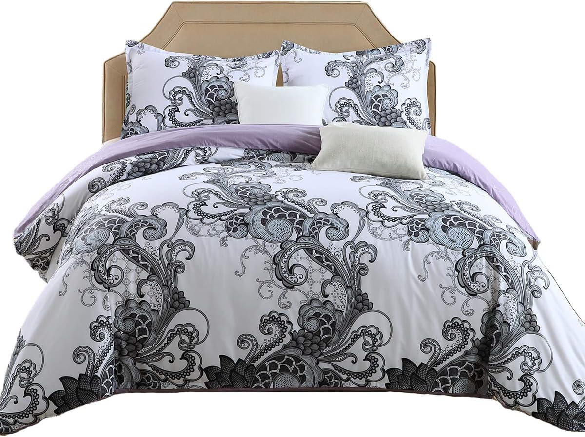 GOOFUN-L1Q 3pcs Duvet Cover Bedding Set 1 Duvet Cover 2 Pillow Shams Lightweight Microfiber Comfortable, Breathable, Extremely Durable,Full/Queen Size