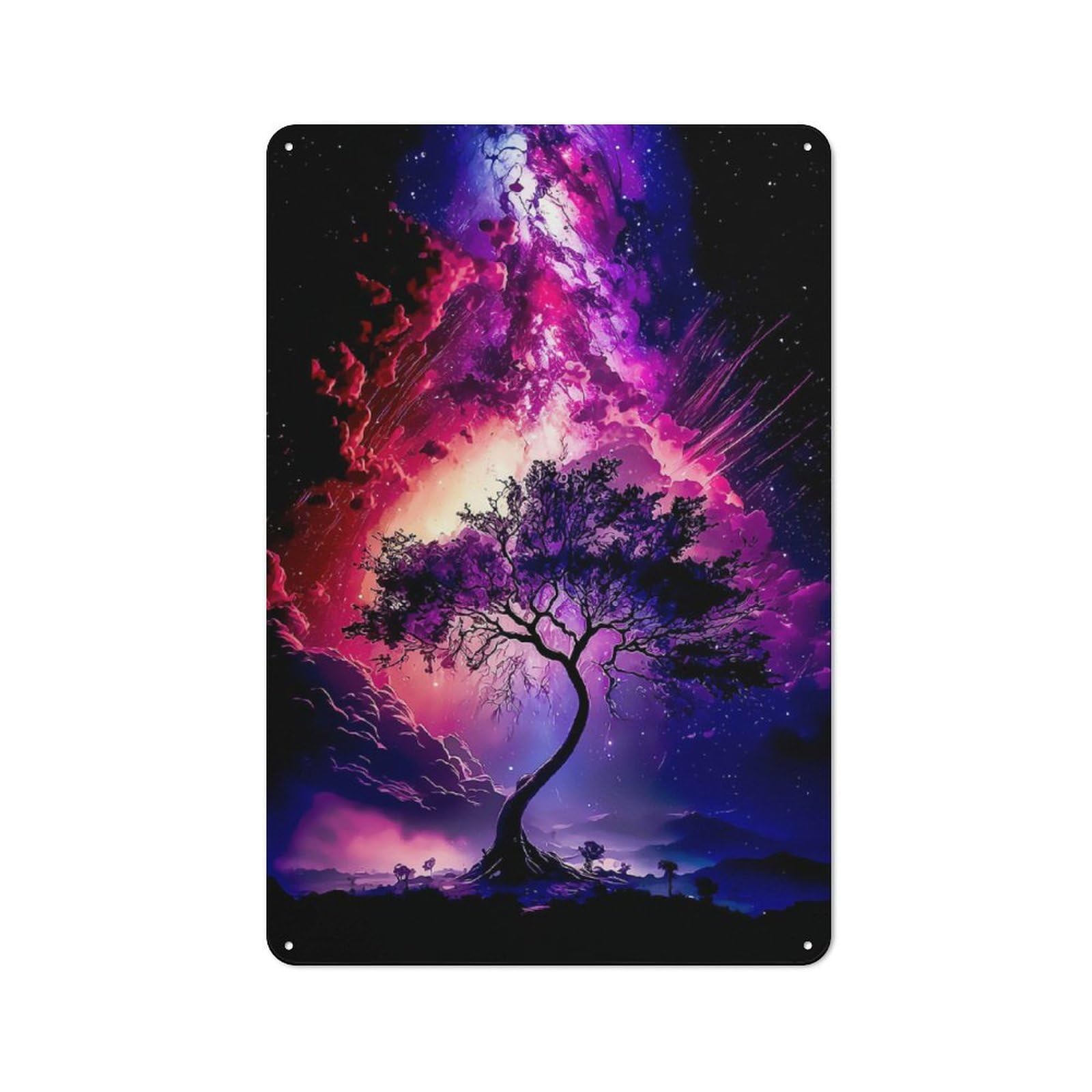 Junmoney Style-1 Tin Wall Plaque 30X20cm With Fantasy Landscape For Living Room Or Hallway, For Vintage Wall Decor Fans, For Themed Room Decoration