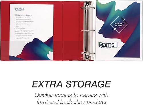 Vista 108 de Samsill (MP128587) - Carpeta de 3 anillos redondos de 3 pulgadas, fabricada en los EE. UU., con cubierta transparente personalizable para insertos