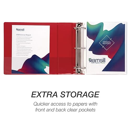 Vista 43 de Samsill (MP128567) - Carpeta de 3 anillos redondos de 2 pulgadas, fabricada en los EE. UU., con cubierta transparente personalizable para insertos