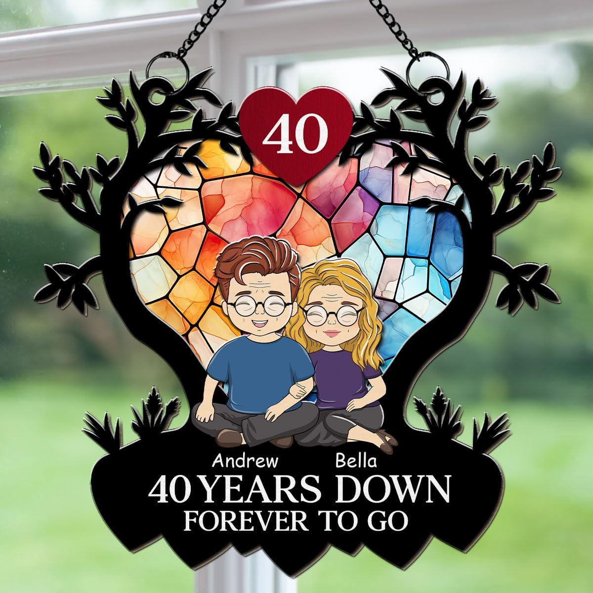 You & Me We Got This Personalized Suncatcher, Custom for Couple, Birthday Gift for Him for Her for Husband for Wife, Wedding Window Hanging Decoration
