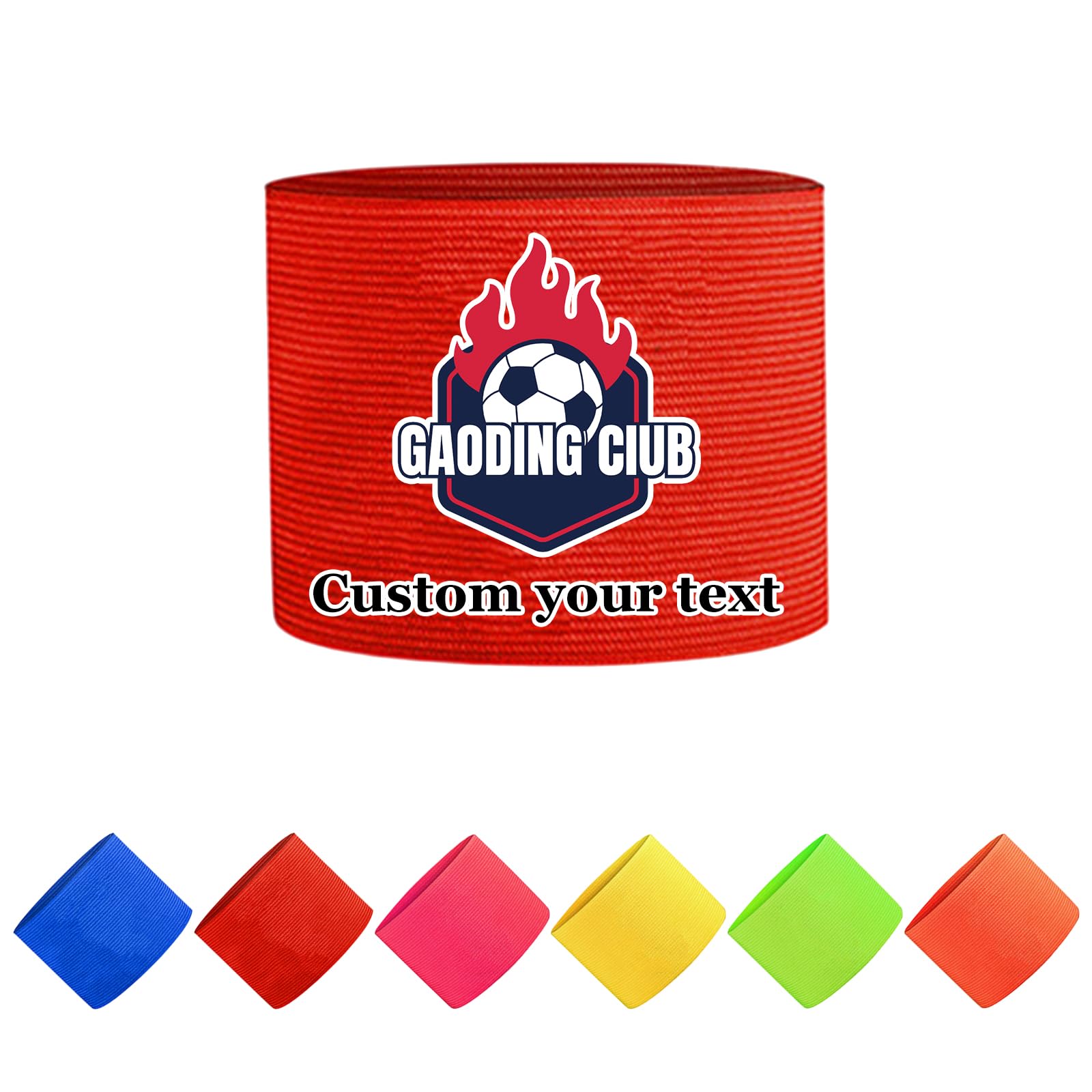 Fascia da Capitano Personalizzata per Sport, Bracciale Da Capitano Personalizzato ConTesto, Icona, Taglie in Colori Vari, Adattabile per Calcio, Rugby, Pallacanestro, Eventi Collettivi (Red)