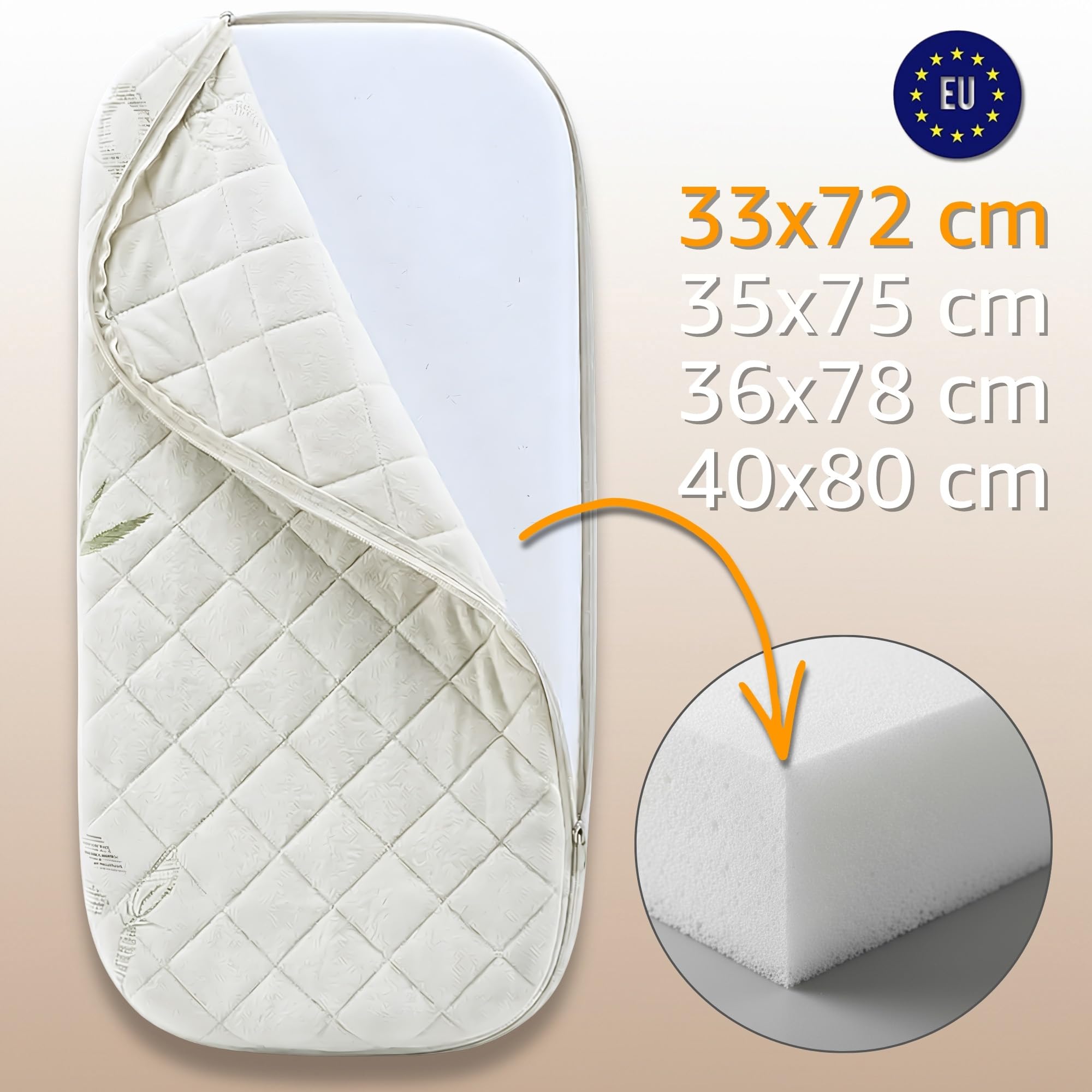 materacyk do gondoli polokragly premium bamboo 72x33x5 t-1832