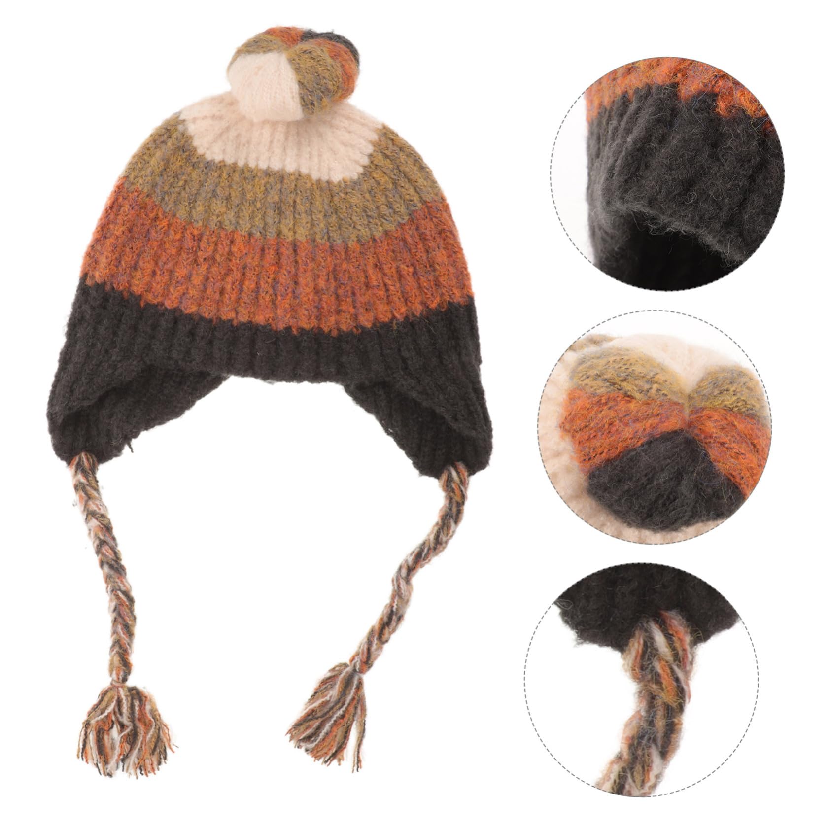 BESTYASH 5piezas Gorro De Punto Para Mujer Con Protección De Orejas Gorro Decorativo Con Trenzas Para Invierno
