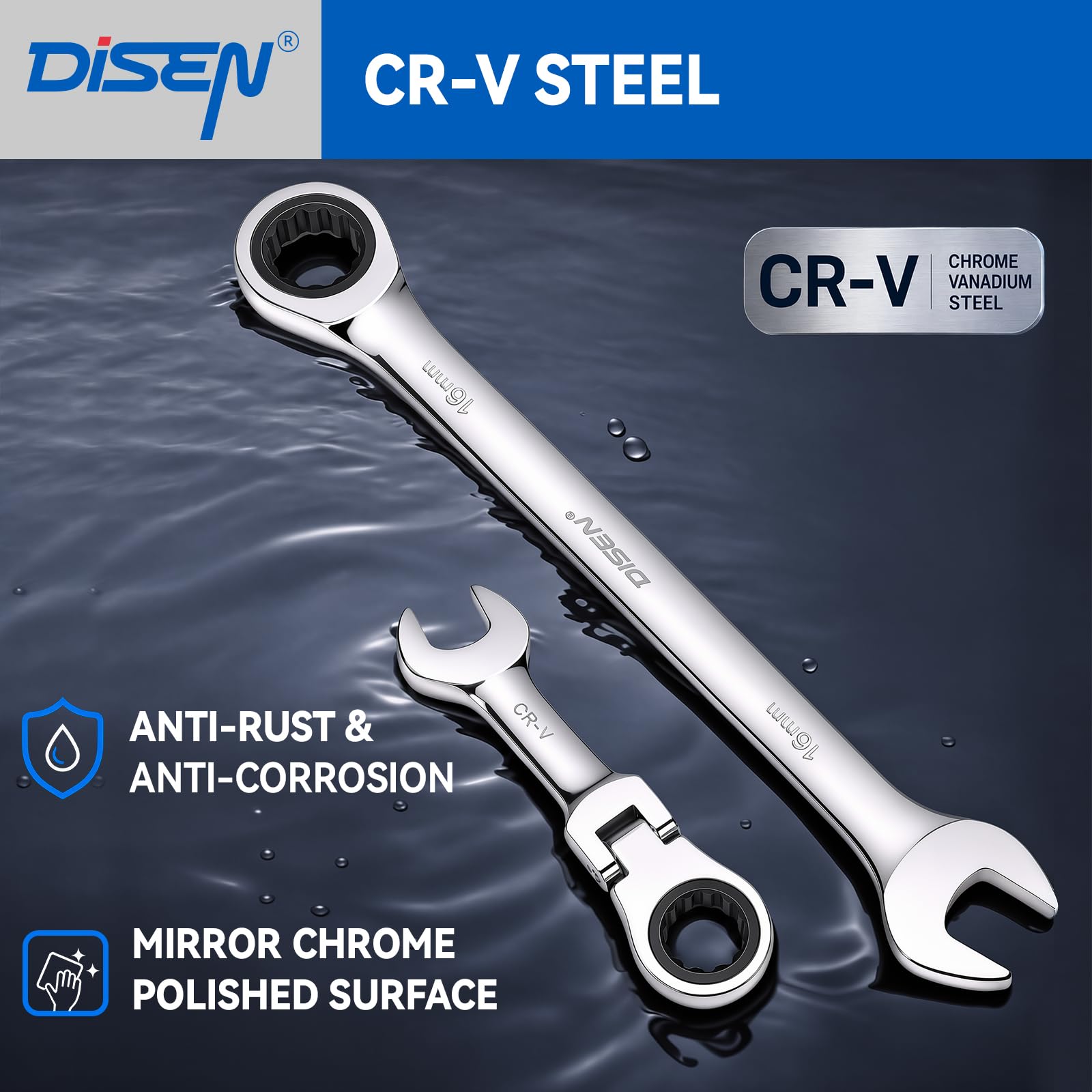 DISEN 34 Piece Ratcheting Wrench Set - Magnetic Pickup -3
