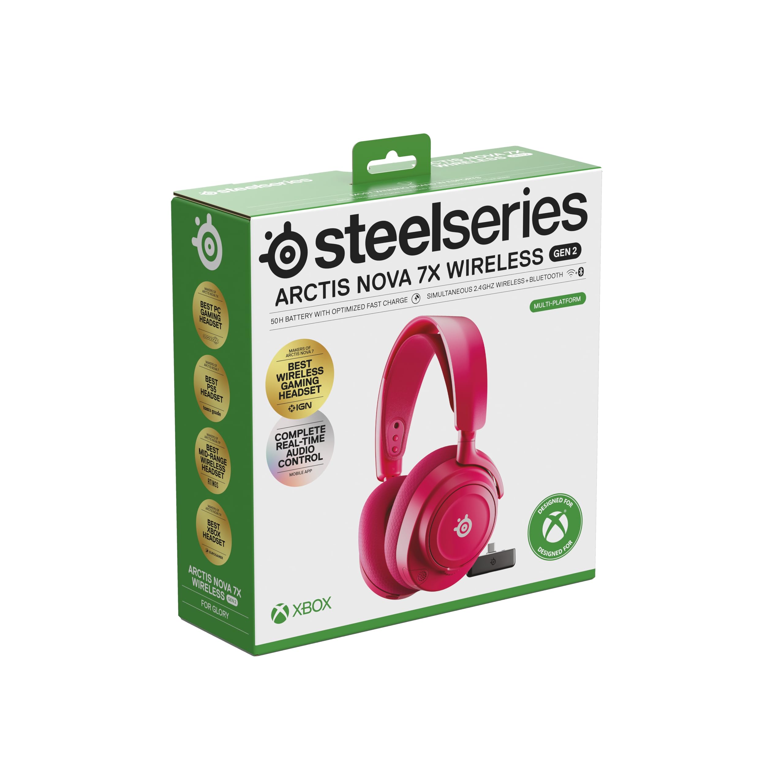 SteelSeries Arctis Nova 7X Wireless Gen 2 do gier -sterowanie aplikacją w czasie rzeczywistym - 50H + -przetworniki magnetyczne z magnesem neodymowym -miks 2,4 GHz/Bluetooth-Xbox,PS5,Switch 1/2,mobile