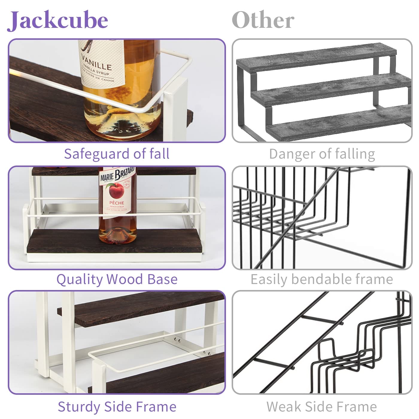 J JACKCUBE DESIGN MK815B Kaffeesirup-Organizer, Kaffee-Bar-Zubehör, 12 Flaschen, Aufbewahrungsregale für Sirup, Wein, Dressing für Arbeitsplatte, Küche, Metall (weiß)