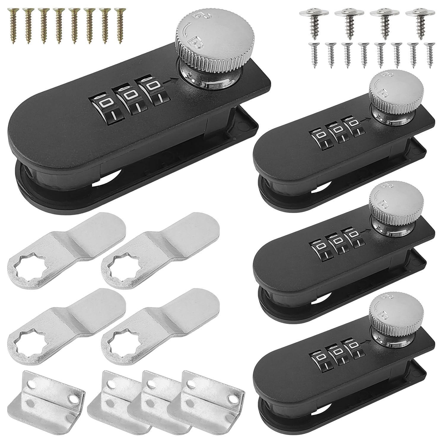 4 Piezas Cerradura con Codigo, Código de Marcación de 3 Dígitos Cerradura Buzon, Sin Necesidad de Llevar Llave Cerradura Cajon, Adecuada para Cajas de Herramientas, Armarios, Cajones, Buzones, Etc