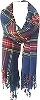 Vista 33 de NY GOLDEN FASHION Bufanda de invierno de gran tamaño para mujer, diseño de tartán escocés, a cuadros, con tacto de cachemira rojo (Red Tartan)