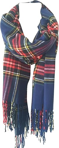 Miniatura 33 de NY GOLDEN FASHION Bufanda de invierno de gran tamaño para mujer, diseño de tartán escocés, a cuadros, con tacto de cachemira rojo (Red Tartan)
