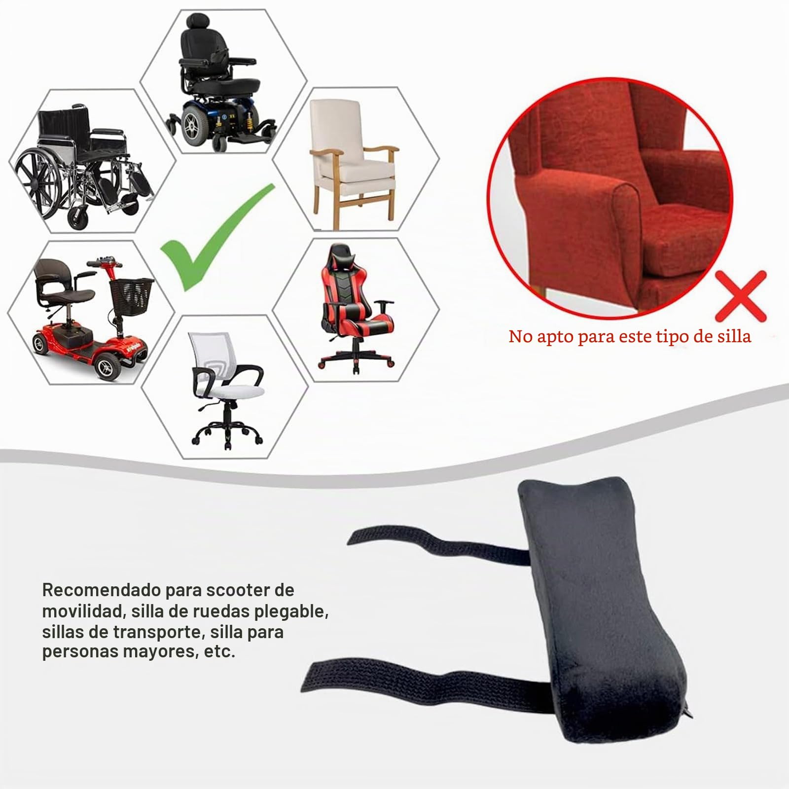 EDWERD Almohadilla para reposabrazos de silla de ruedas para ancianos - Bandeja de almohada de codo para scooter de movilidad, cojín suave de espuma viscoelástica, accesorios estabilizadores de brazos
