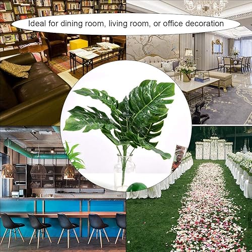 Miniatura 9 de Wnvivi Tallo de plantas artificiales Monstera de 15.7 pulgadas, hojas de tortuga sintética, ramas verdes para decoración del hogar y la sala de estar