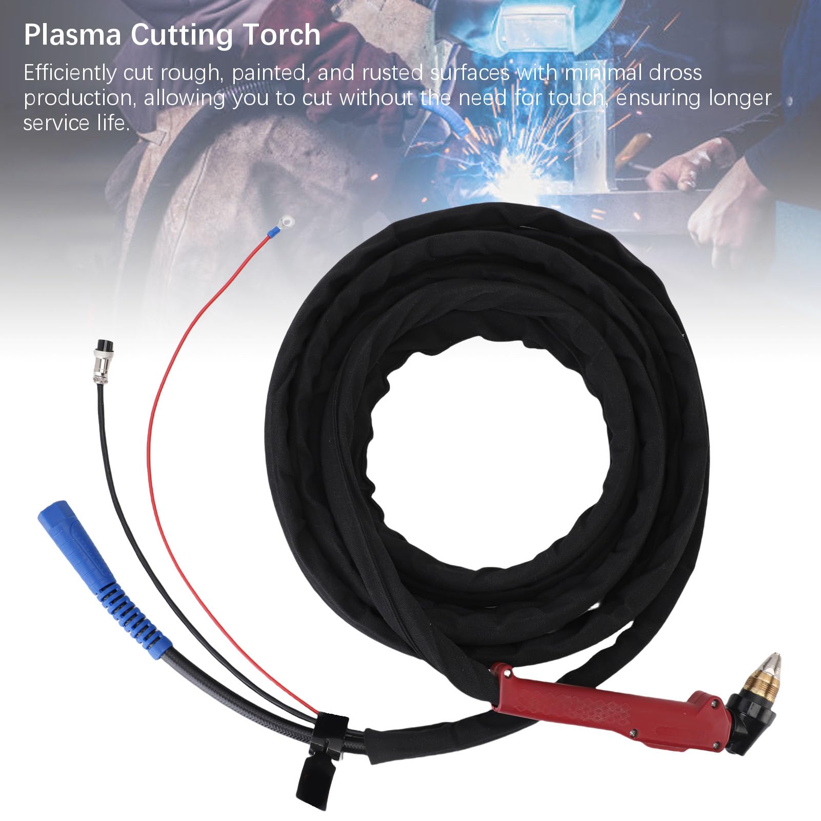 Palnik Plazmowy 30-80A Zamiennik do Serii CUT50 CUT60 | 13-stopowy kabel, materiały eksploatacyjne AG60, 50% cykl pracy, cięcie stali 1/4 cala, maksymalne przecięcie 5/8 cala,