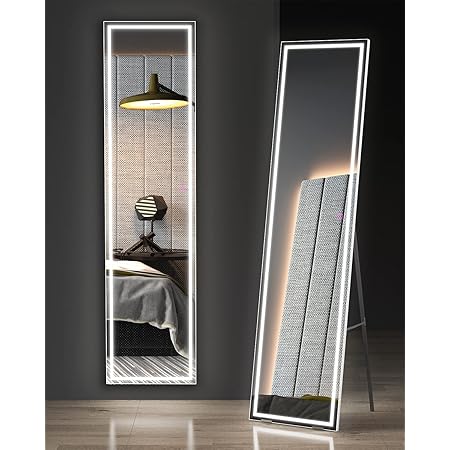 HY-RWML Ganzkörperspiegel Mit LED Beleuchtung - 140x40cm Standspiegel Mit Touch