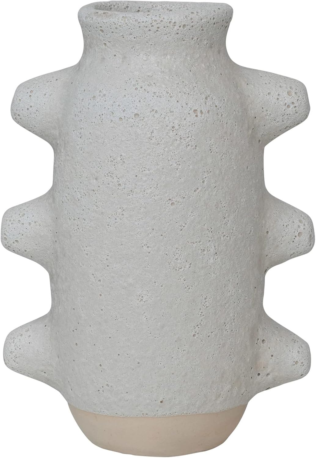 Creative Co-Op Abstract Stoneware Vase, White Volcano Finish, 9" H