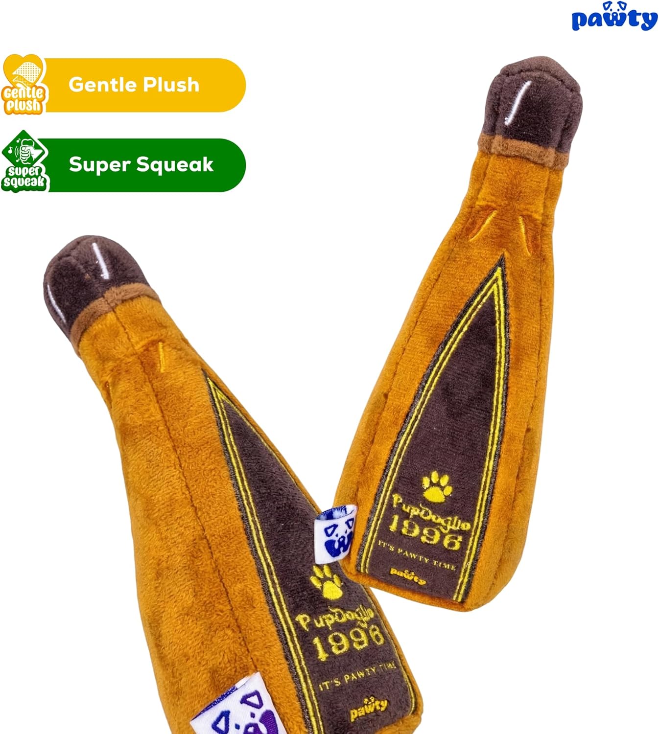PAWTY Happy Hour Dog Toy Bundle (3-Pack) — Claws Awoof + 1996 Tequila + PAWTY Beer — Squeaky Plush Bar Parody Gift for Dogs