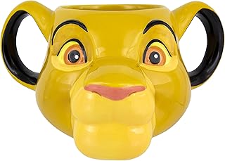 Paladone Simba Lion King Shaped Mug | Novelty Oversized Coffee Tea Ceramic Cup | Unique & Super Fun Way of Drinking Your Favourite Beverage, 500 milliliters, Multicolored